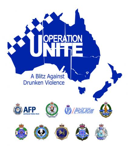 Operation Unite logo: a police blitz in drunken Violence
